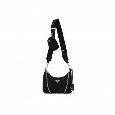 PRADA NYLON RE-EDITION 2005 SHOULDER BAG BLACK (23*13*7cm)