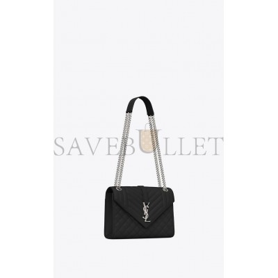 YSL ENVELOPE MEDIUM CHAIN BAG IN MIX MATELASS&EACUTE; GRAIN DE POUDRE EMBOSSED LEATHER 600185BOW921000 (24*17.5*6cm)