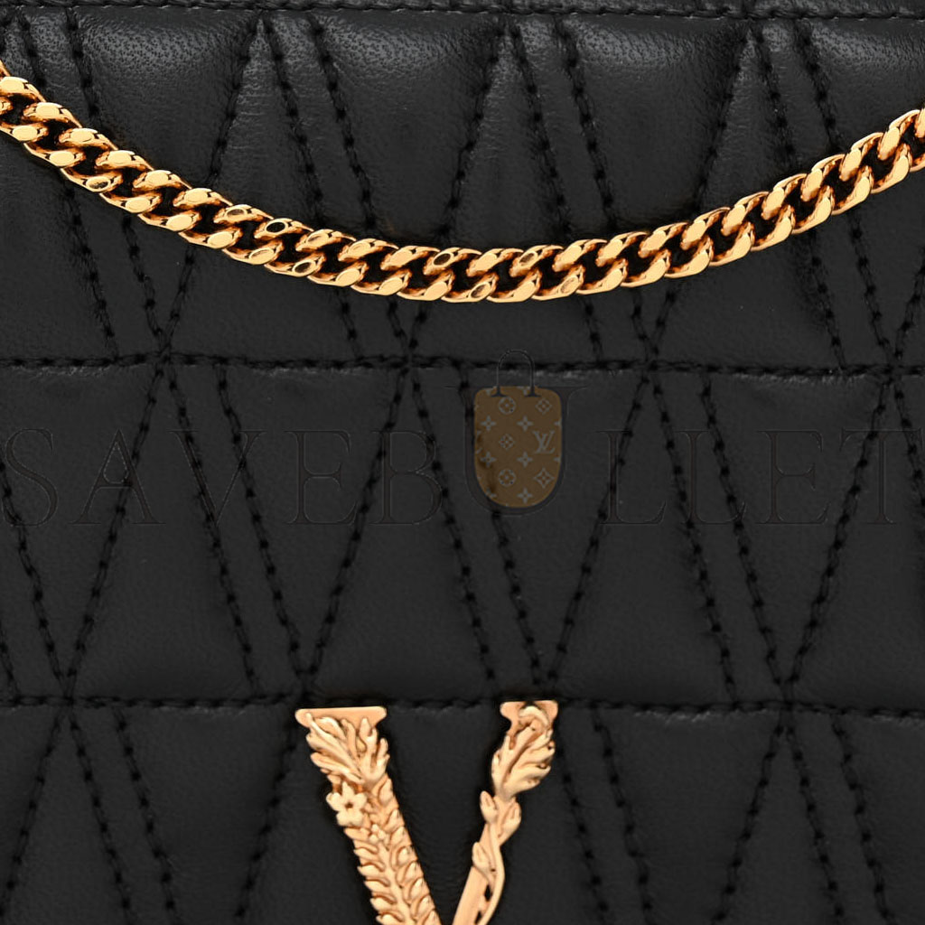 VERSACE NAPPA QUILTED VIRTUS CLUTCH BAG BLACK (20*11*4cm)