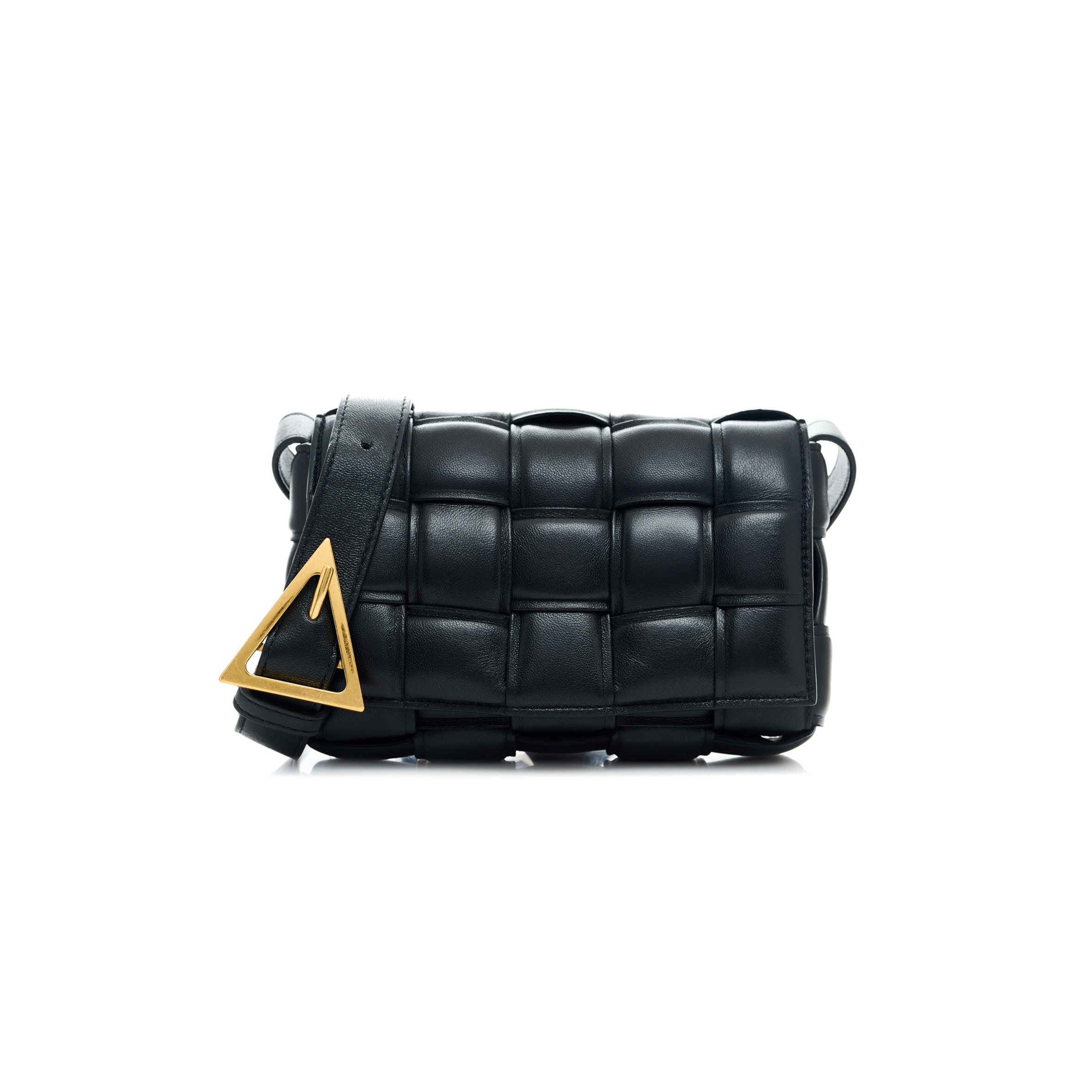 BOTTEGA VENETA NAPPA MAXI INTRECCIATO SMALL PADDED CASSETTE CROSSBODY BAG BLACK  (19*12*5cm)