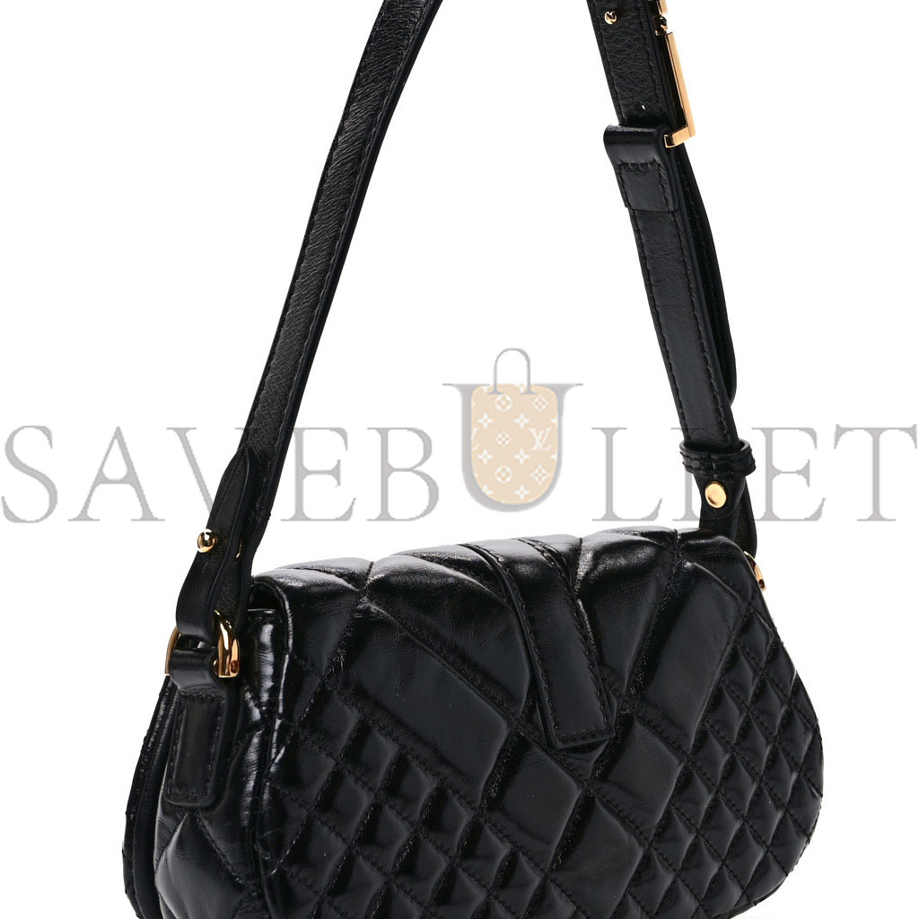 VERSACE CALFSKIN QUILTED MINI GRECA GODDESS SHOULDER BAG BLACK  (21*11*7cm)