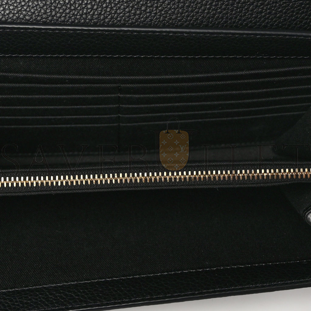 VERSACE GRAINED CALFSKIN VIRTUS WALLET ON CHAIN BLACK  (18*11*4cm)