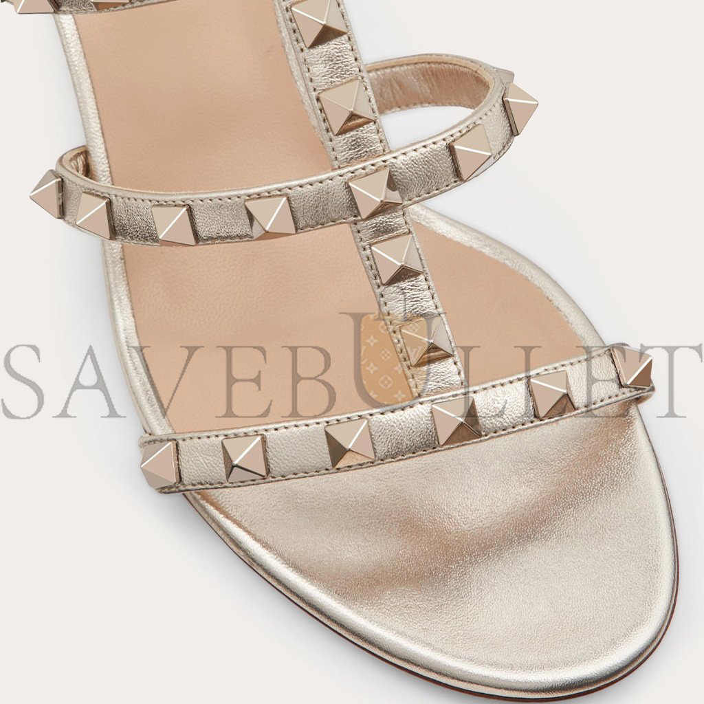 VALENTINO ROCKSTUD METALLIC CALFSKIN LEATHER SLIDE SANDAL 60 MM 5W2S0C47JXH