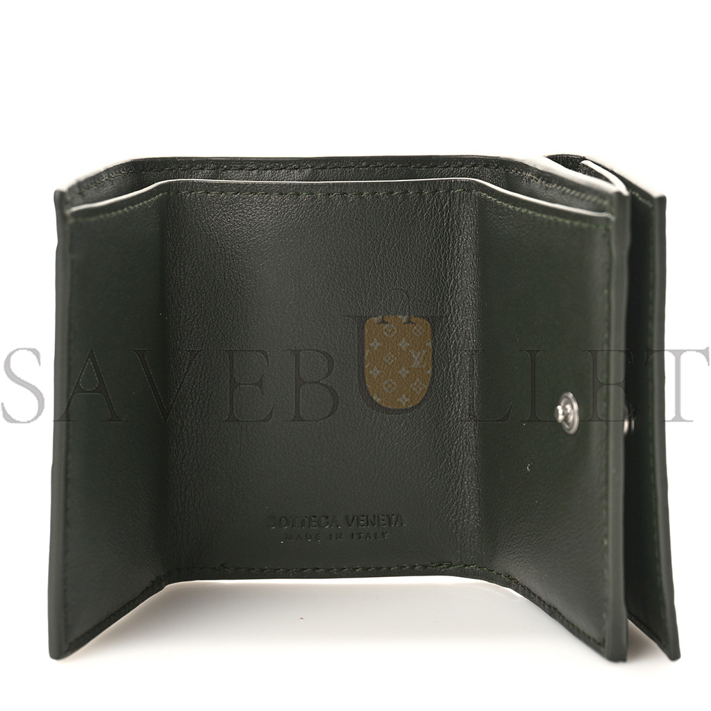 BOTTEGA VENETA NAPPA MAXI INTRECCIATO TRI FOLD WALLET INKWELL (10*7*3cm)