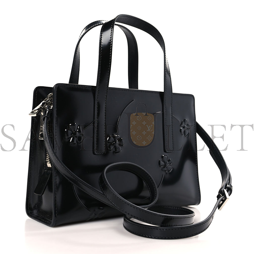 PRADA BRUSHED CALFSKIN FLORAL MINI RE-EDITION 1995 TOTE BLACK (22*15*7cm)