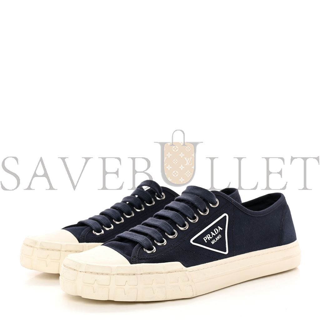 PRADA CANVAS TRIANGLE LOGO WHEEL 35MM SNEAKERS 42 NAVY