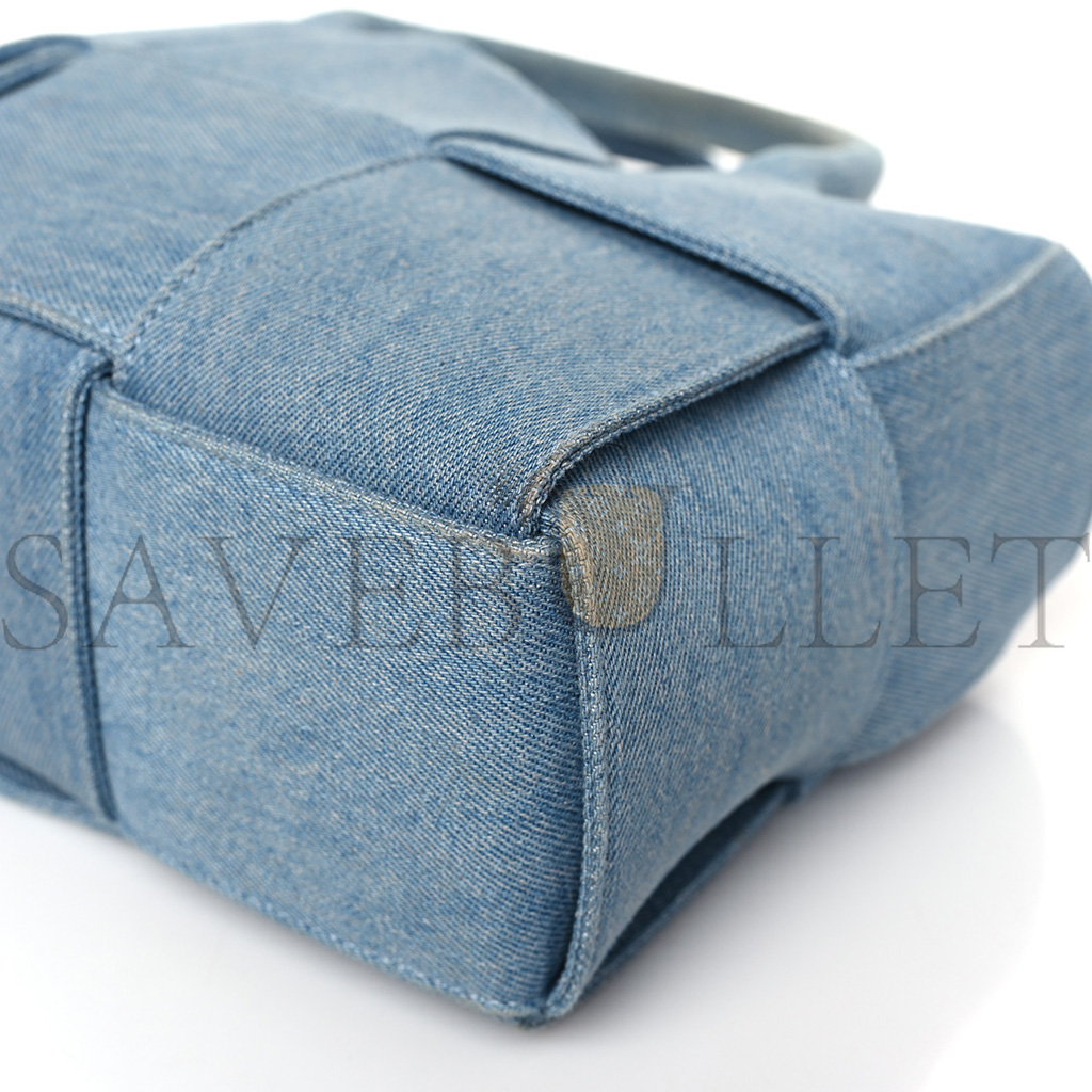 BOTTEGA VENETA DENIM MAXI INTRECCIATO MINI ARCO TOTE BLUE (27*17*11cm)