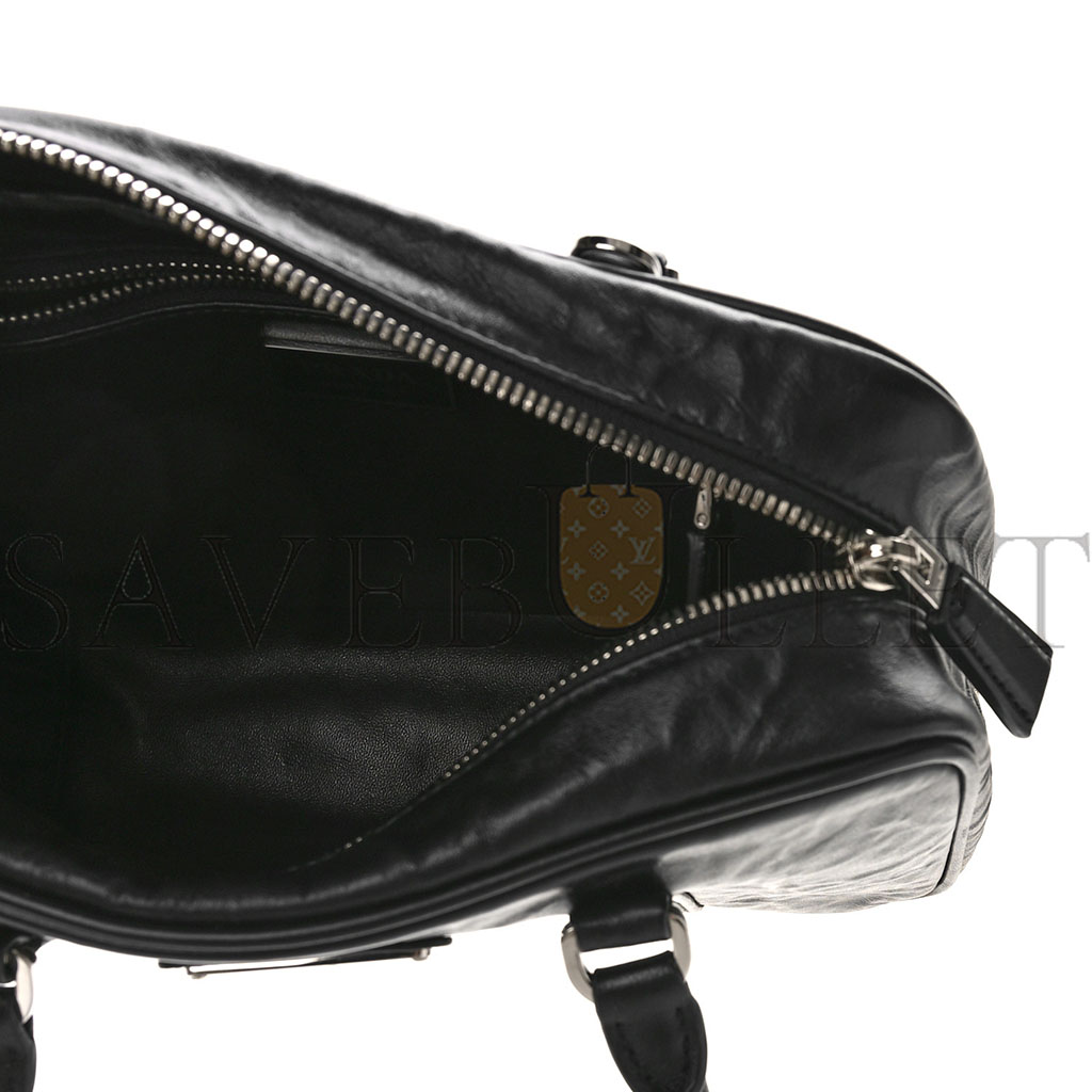 PRADA NAPPA ANTIQUE MEDIUM TOP HANDLE BAG BLACK (24*18*11cm)