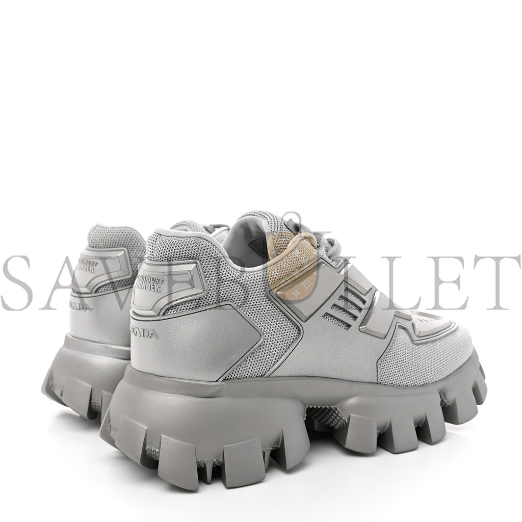 PRADA RUBBER TECHNICAL KNIT FABRIC CLOUDBUST THUNDER SNEAKERS 40 ARGENTO