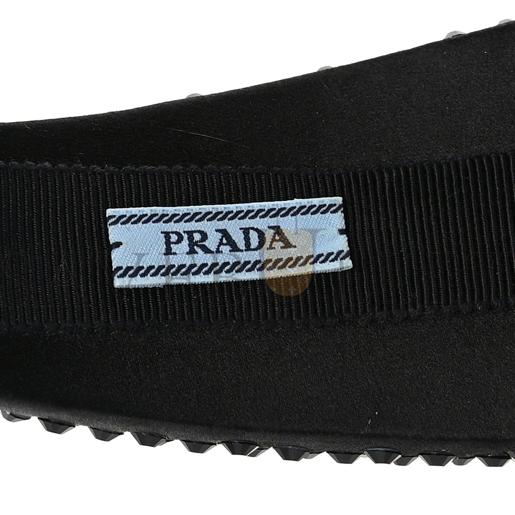 PRADA SATIN CRYSTAL EMBELLISHED HEADBAND BLACK