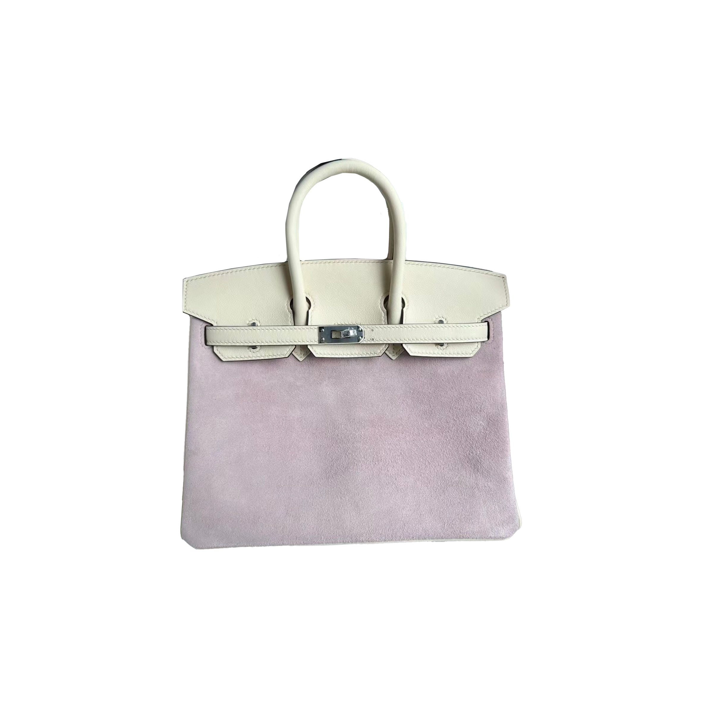 HERMES BIRKIN 25 WISTERIA PINK SUEDE HANDBAG 2440209 (25*20*13cm)