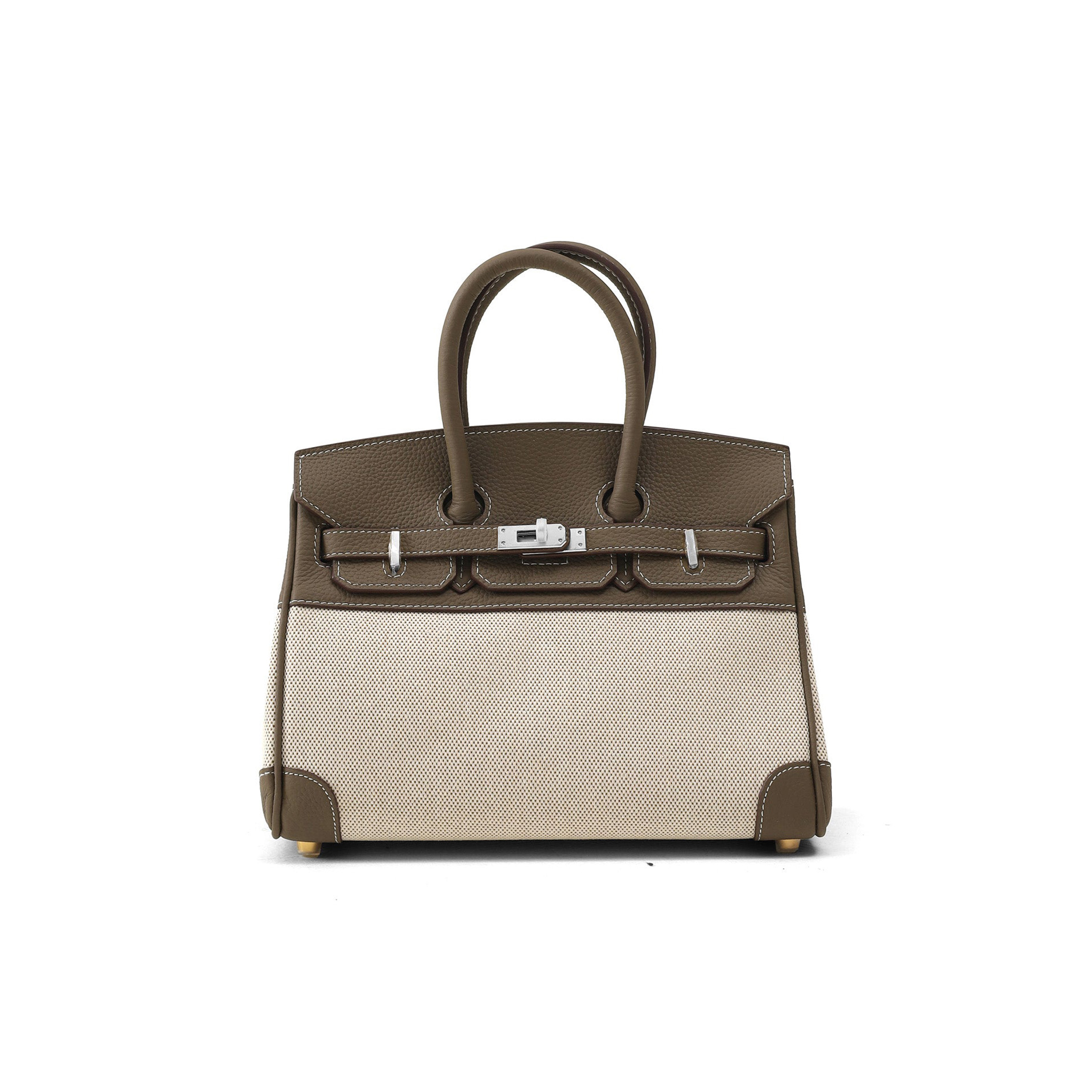 HERMES BIRKIN 35 TOILE TAUPE CLEMENCE LEATHER BAG 30013032 (35*24*18cm)