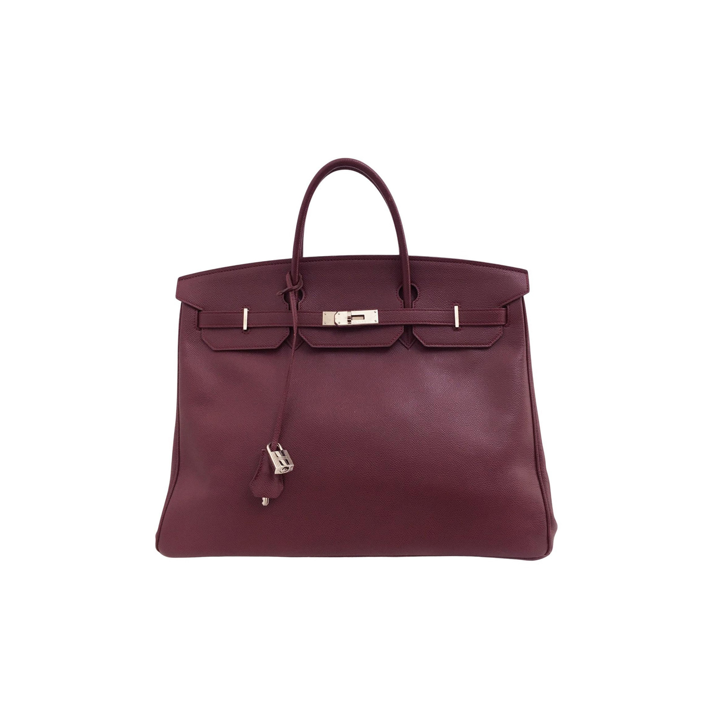 HERMES BIRKIN 40 EPSOM ROUGE BORDEAUX RED SILVER BUCKLE BAG 150223488182 (40*30*21cm)