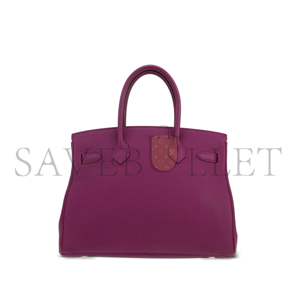 HERMÈS BIRKIN 30 TOGO LEATHER ROSE PURPLE SILVER BUCKLE 26599473 (30*23*15cm)