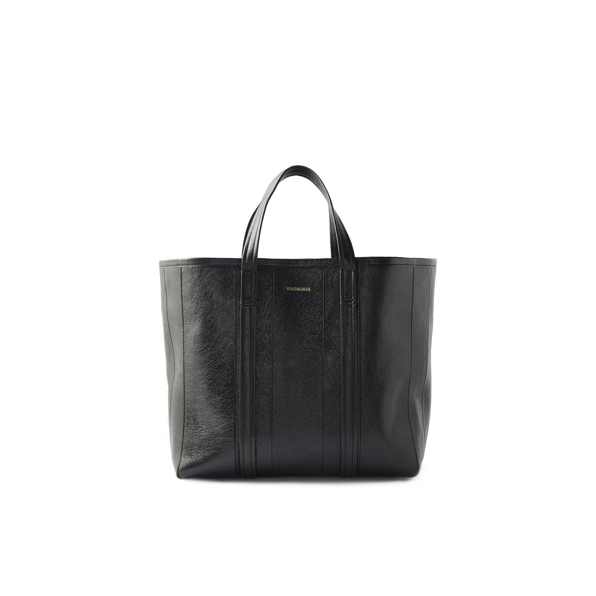 BALENCIAGA BLACK BARBES M CRINKLED-LEATHER TOTE BAG MATCHESFASHION US (40.8*29.2*13.9cm)