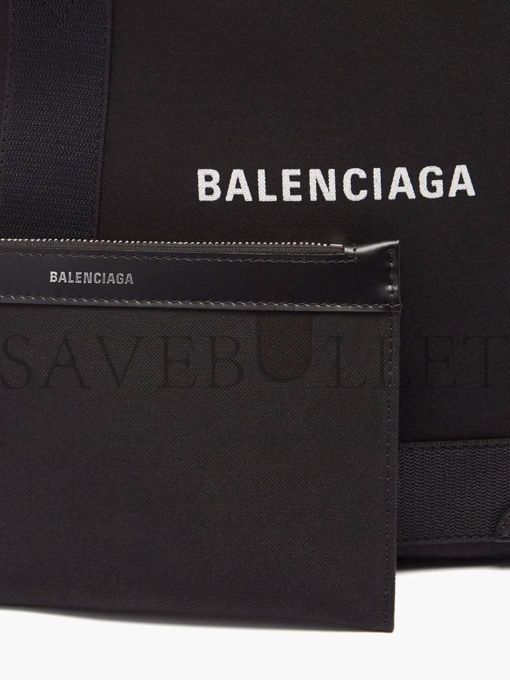 BALENCIAGA BLACK CABAS S LOGO-PRINT LEATHER-TRIM CANVAS TOTE BAG  MATCHESFASHION US (35*25*19cm)