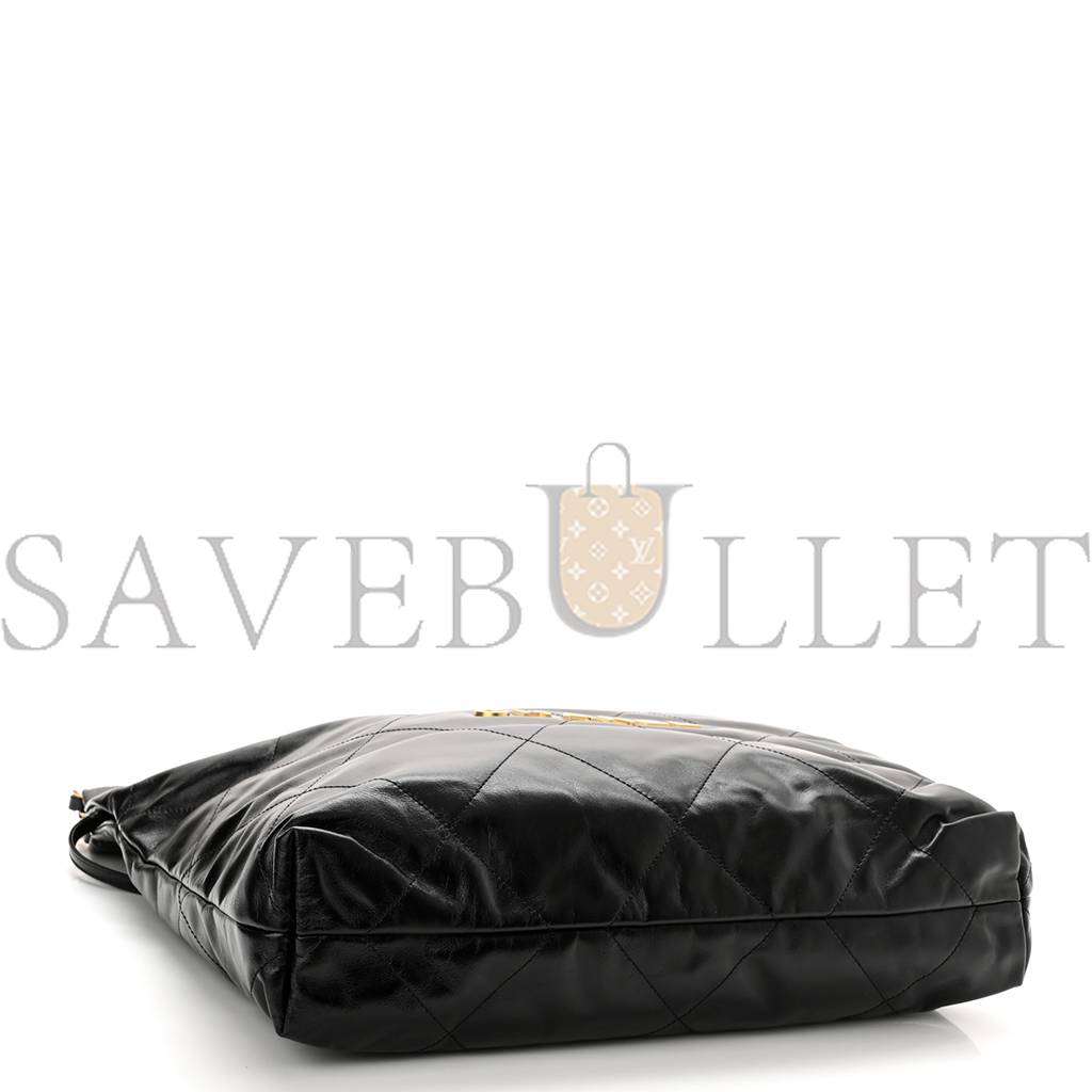 CHANEL SHINY CALFSKIN QUILTED CHANEL 22 BLACK (37*35*7cm)