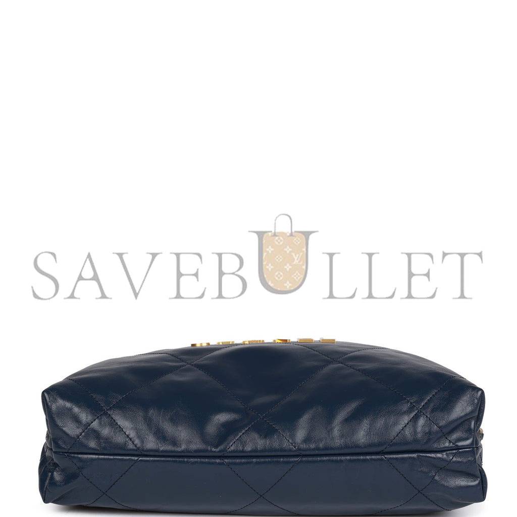 CHANEL LARGE 22 BAG NAVY LAMBSKIN ANTIQUE GOLD HARDWARE (46*45*10cm)