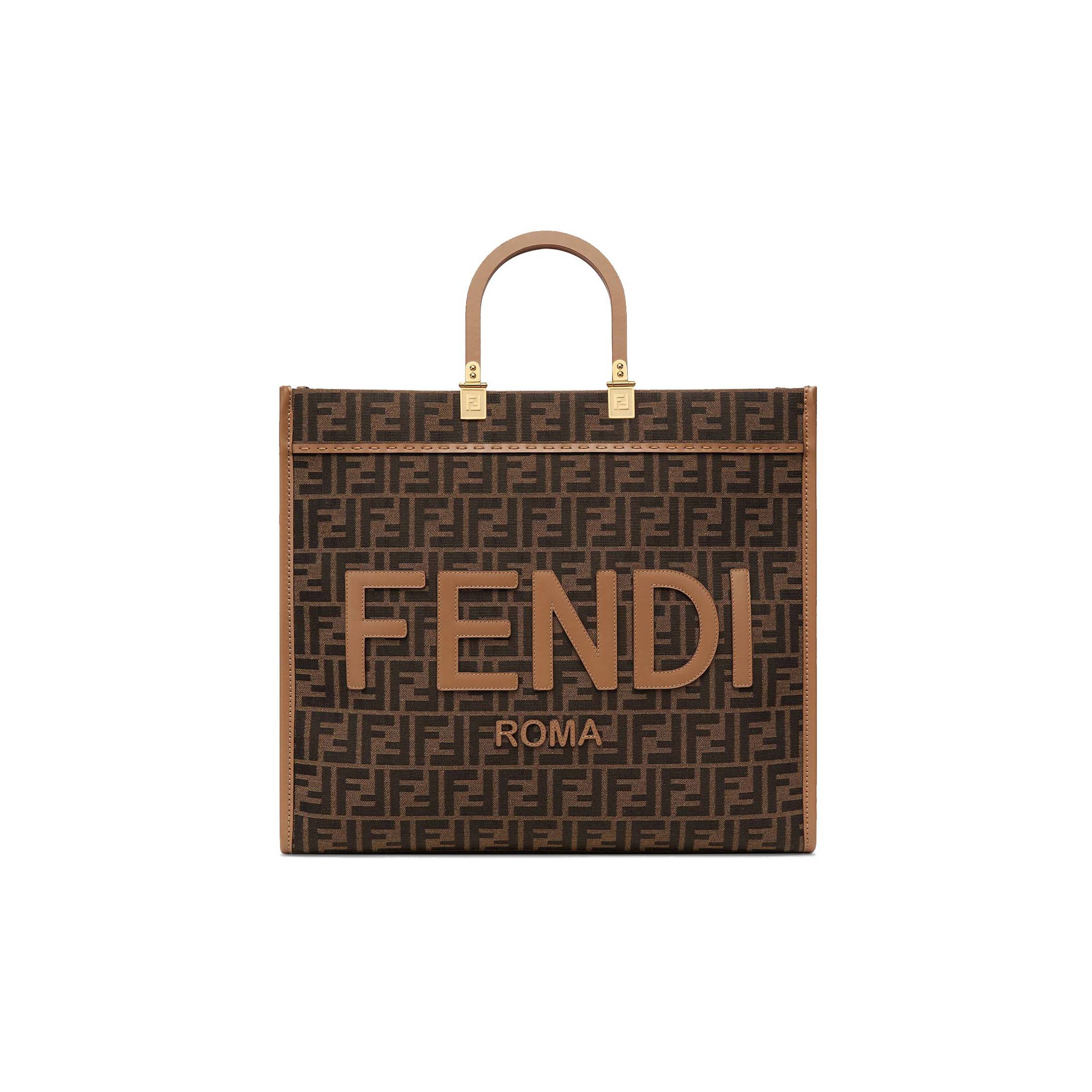 FENDI SUNSHINE LARGE - BROWN FF JACQUARD FABRIC SHOPPER 8BH372ALVYF1GE3 (40.5*35*21.5cm)