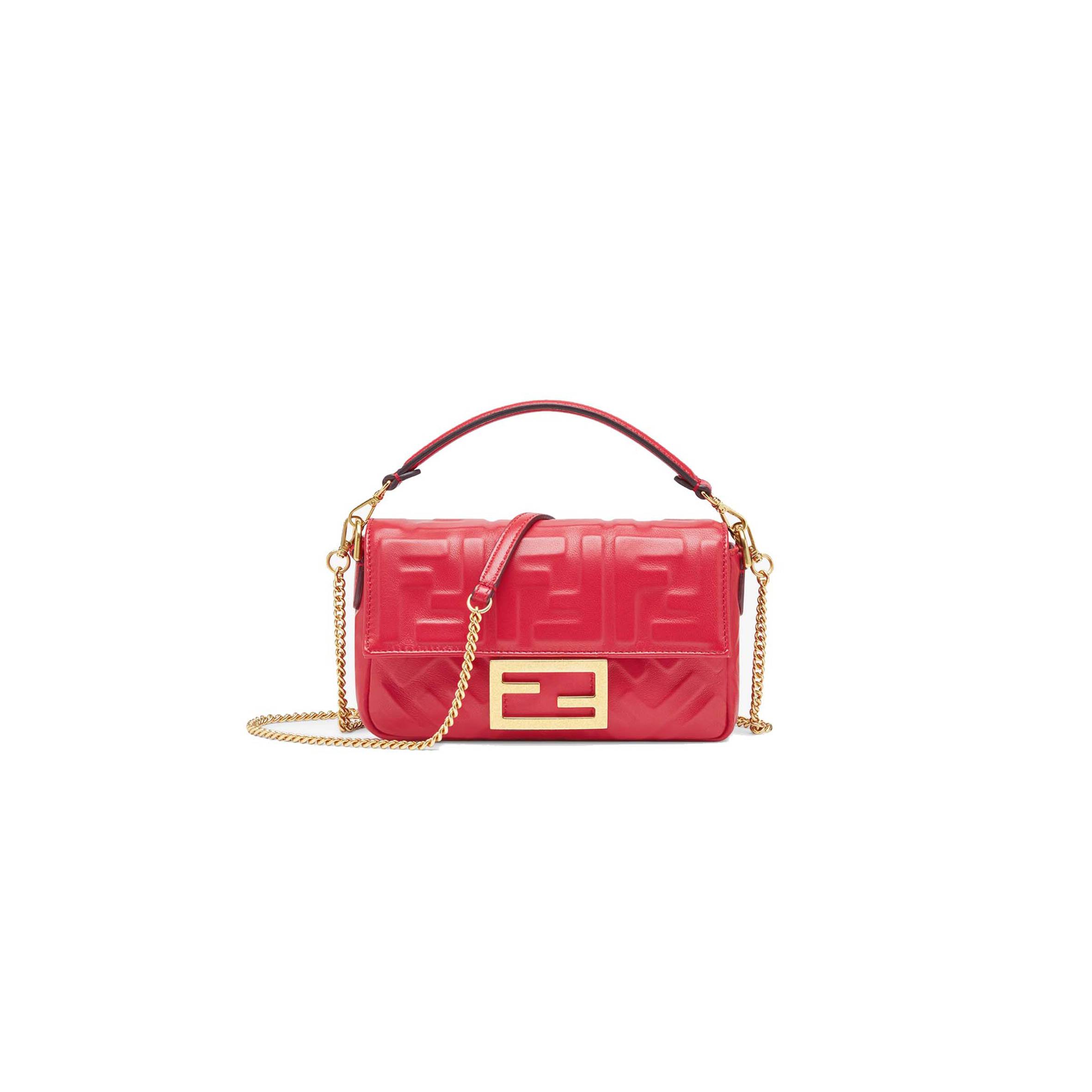 FENDI BAGUETTE MINI - RED FF NAPPA LEATHER BAG 8BS017A72VF1844 (19*11.5*4cm)