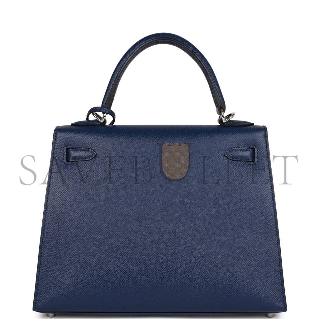 HERMES KELLY SELLIER 25 BLEU SAPHIR EPSOM PALLADIUM HARDWARE   (25*17*7cm)