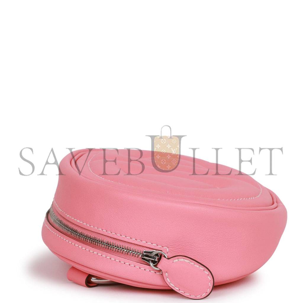 HERMES IN-THE-LOOP BELT BAG ROSE D'ETE VERSO SWIFT PALLADIUM HARDWARE  (19cm)