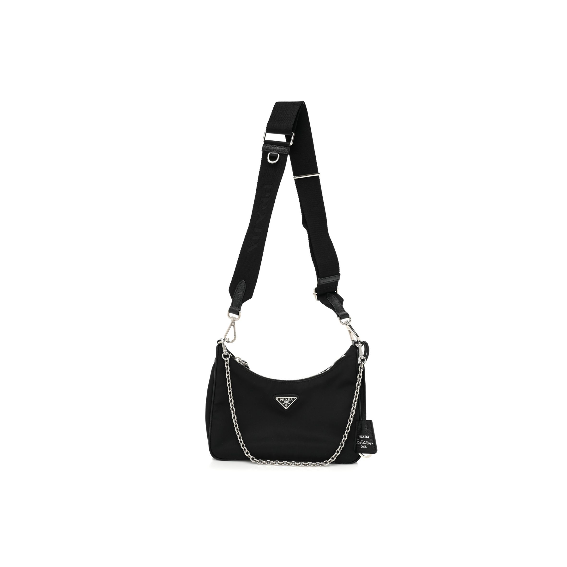 PRADA NYLON RE-EDITION 2005 SHOULDER BAG BLACK (22*16*6cm)