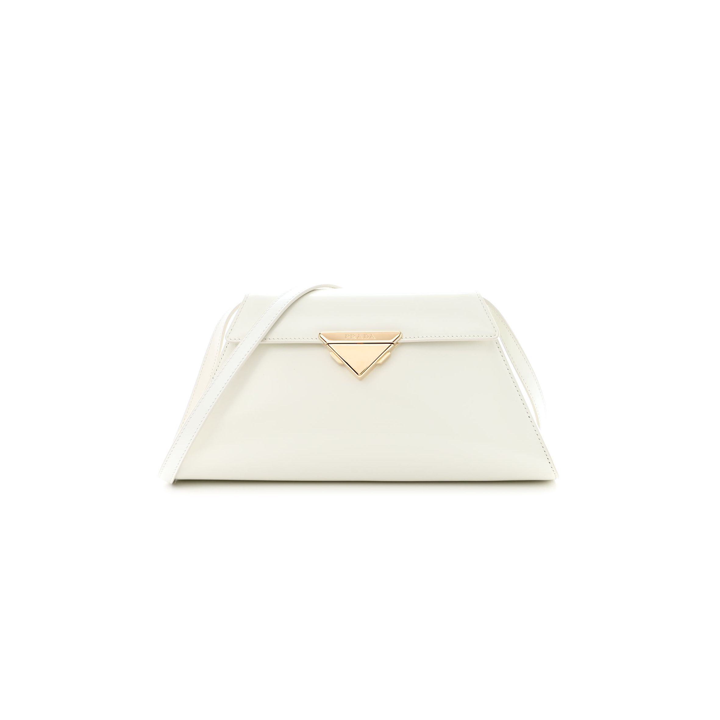 PRADA SPAZZOLATO FLAP SHOULDER BAG WHITE (29*14*6cm)