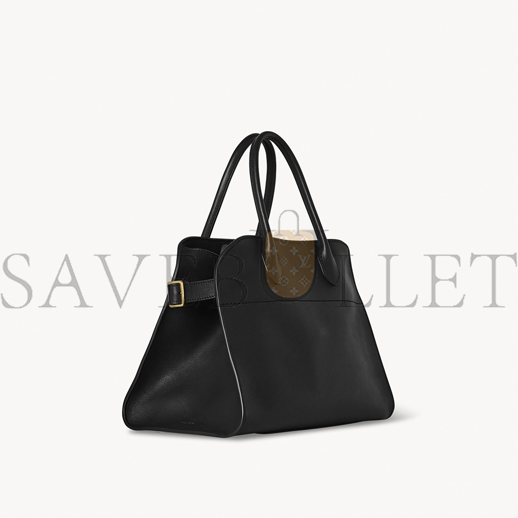 THE ROW SOFT MARGAUX 12 BAG IN LEATHER BLACK W1586L72BLSG (30*23*19cm)