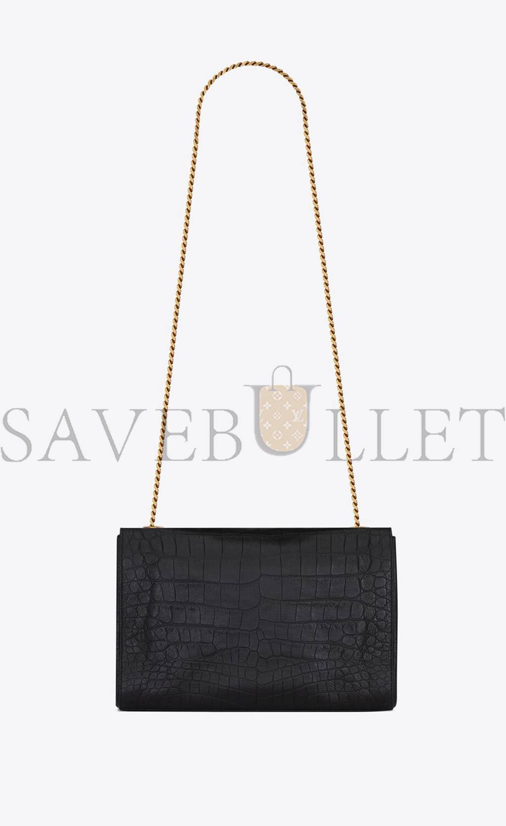 YSL KATE MEDIUM REVERSIBLE CHAIN BAG IN SUEDE AND CROCODILE-EMBOSSED LEATHER 55380424O1W1062 (28.5*20*6cm)