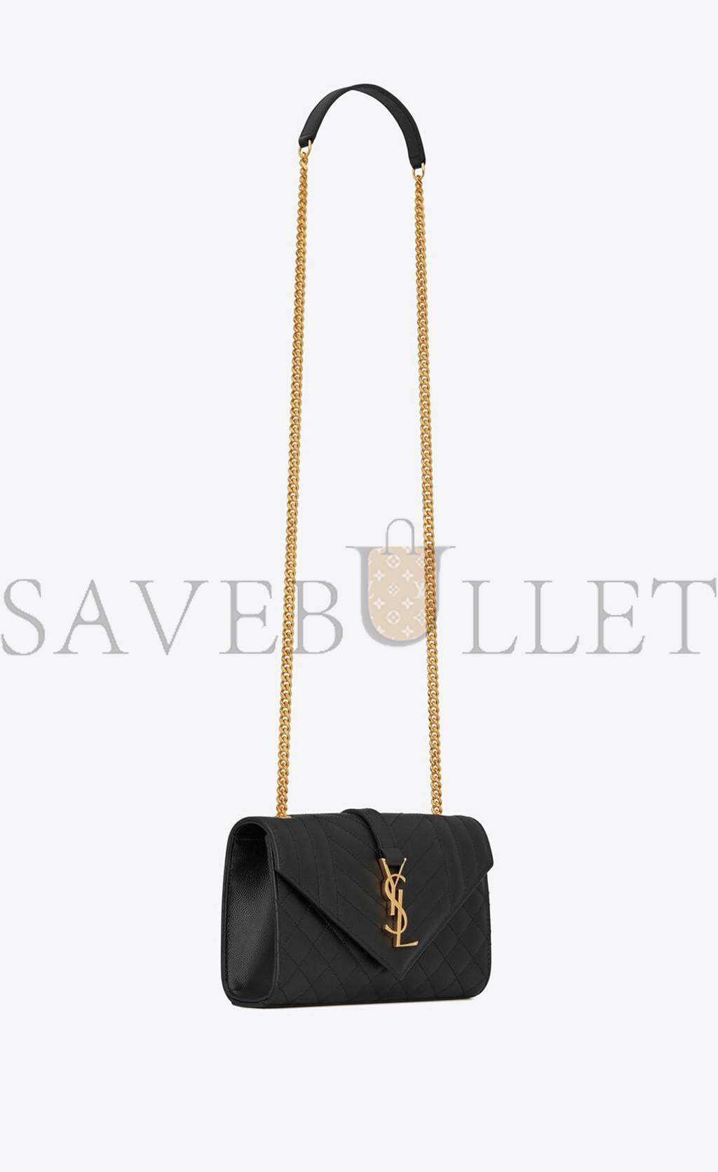 YSL ENVELOPE SMALL BAG IN MIX MATELASS&EACUTE; GRAIN DE POUDRE EMBOSSED LEAT 600195BOW911000 (21*13*6cm)