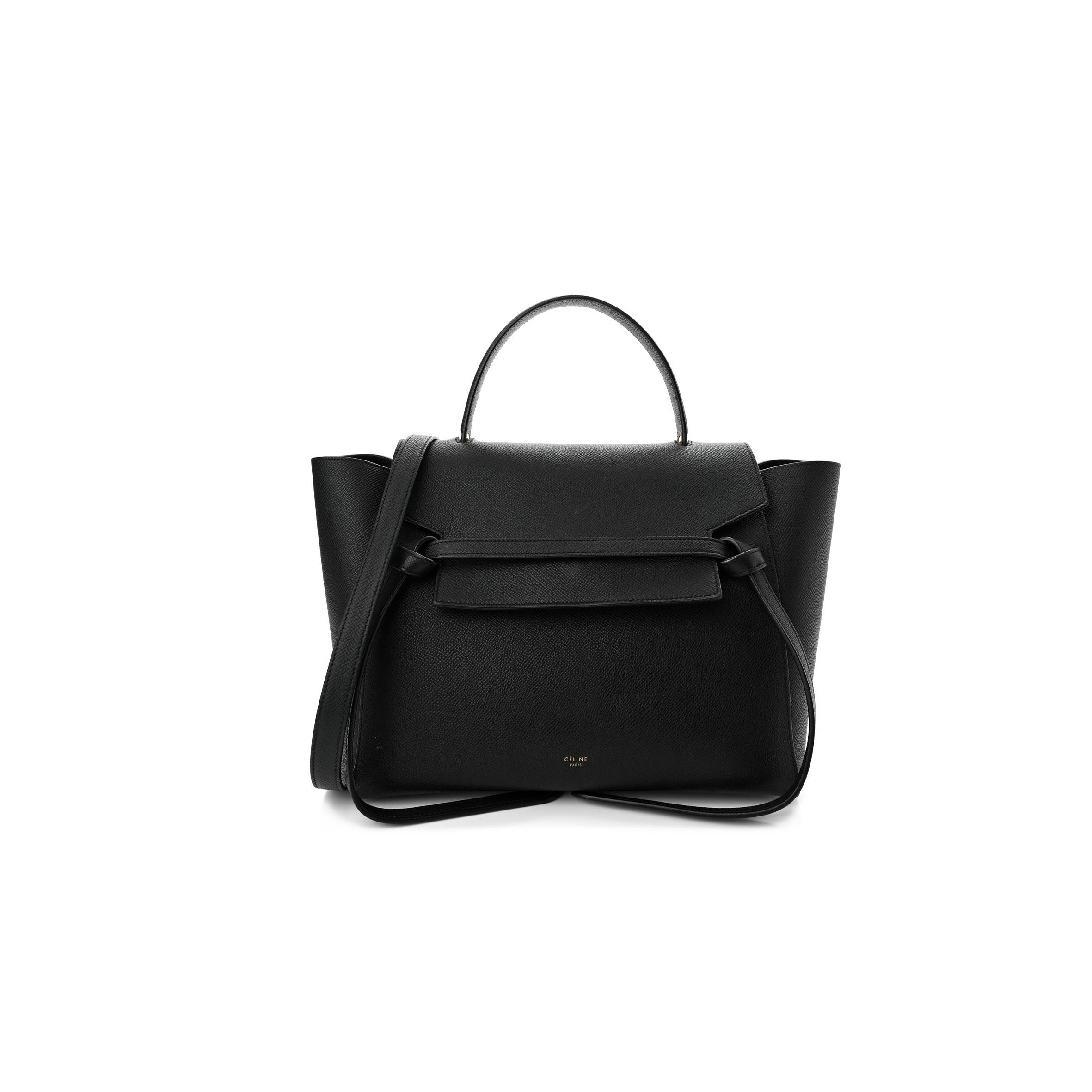 CELINE GRAINED CALFSKIN MINI BELT BAG BLACK (28*23*17cm)