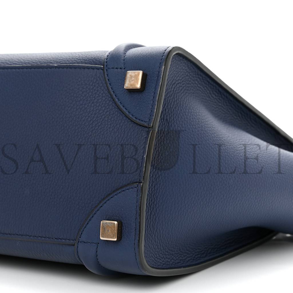 CELINE DRUMMED CALFSKIN MICRO LUGGAGE MARINE (26*25*13cm)