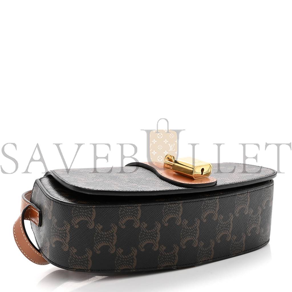 CELINE TRIOMPHE CANVAS CALFSKIN TABOU CLUTCH ON STRAP TAN (20*9*5cm)