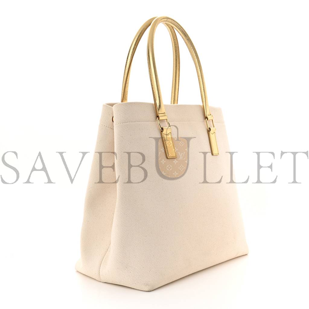 CELINE CANVAS CALFSKIN LOGO PRINT SMALL HORIZONTAL CABAS GOLD (34*33*20cm)