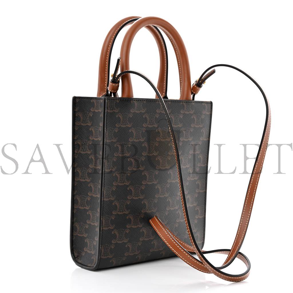 CELINE TRIOMPHE CANVAS CALFSKIN MINI VERTICAL CABAS TAN (20*17*6cm)