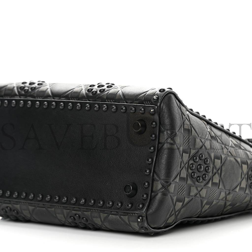 DIOR CALFSKIN CANNAGE EMBOSSED STUDDED MEDIUM SUPPLE LADY DIOR BLACK (24*20*12.1cm)