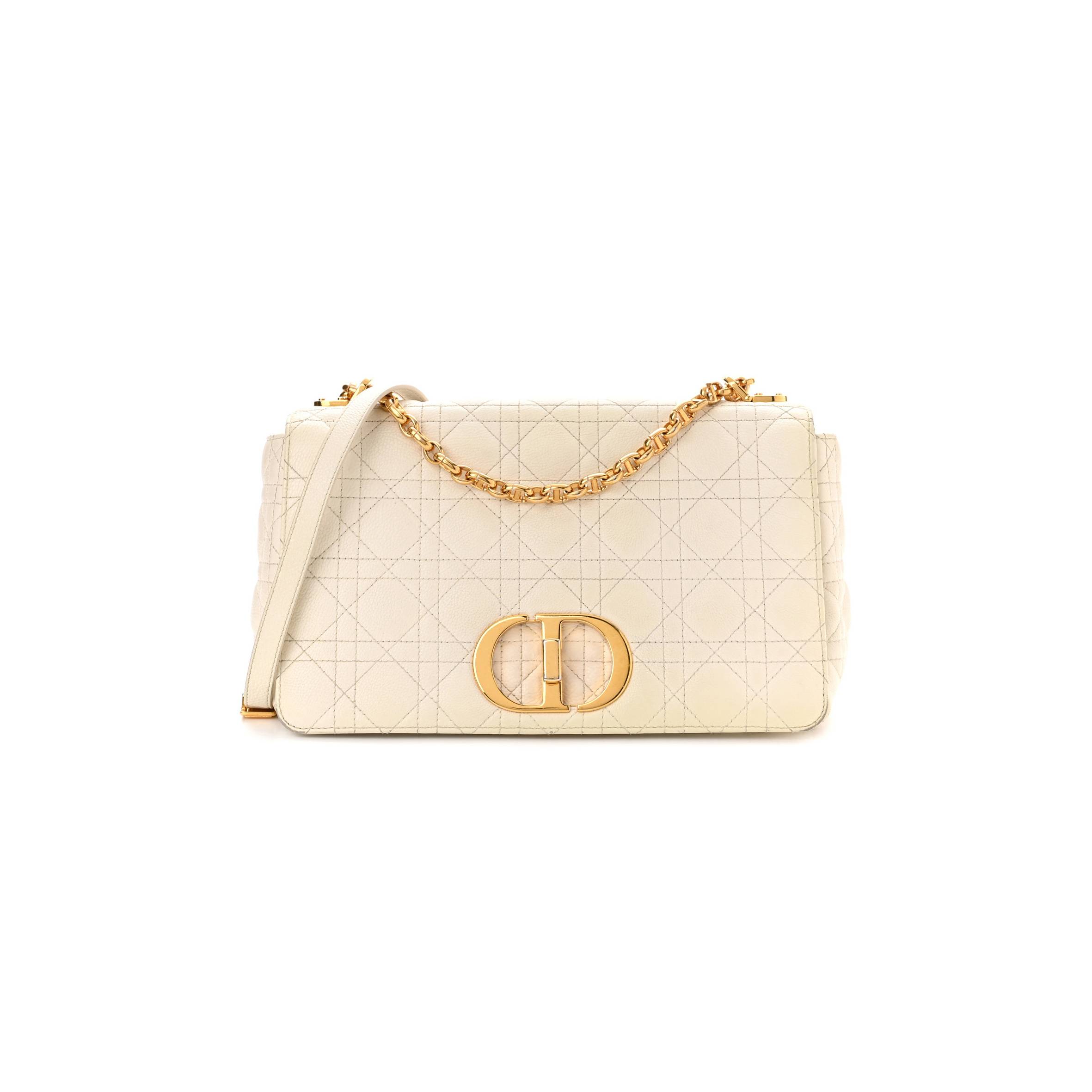 DIOR GRAINED CALFSKIN CANNAGE LARGE CARO BAG LATTE (29*17*8.9cm)