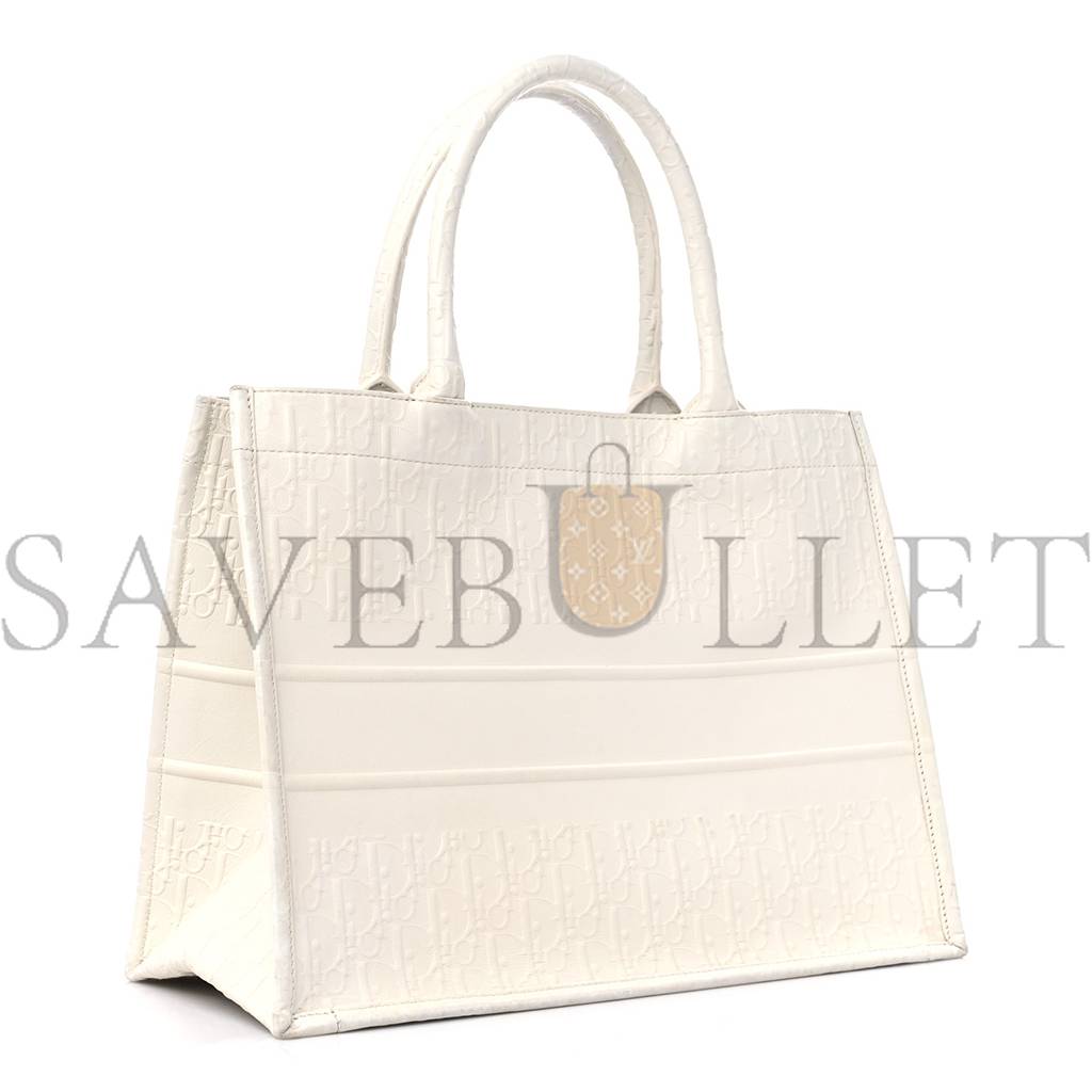 DIOR OBLIQUE CALFSKIN EMBOSSED MEDIUM BOOK TOTE IVORY (36*27*17.1cm)