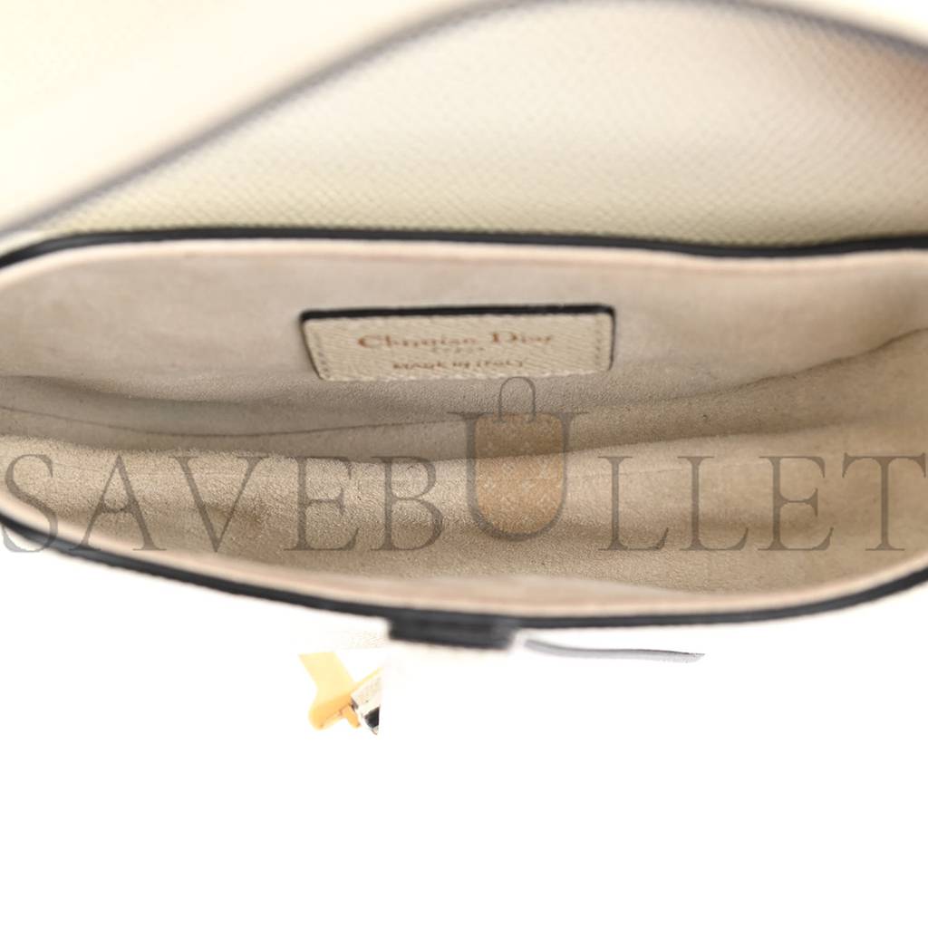 DIOR GRAINED CALFSKIN MINI SADDLE BAG WHITE (17*17*3.8cm)