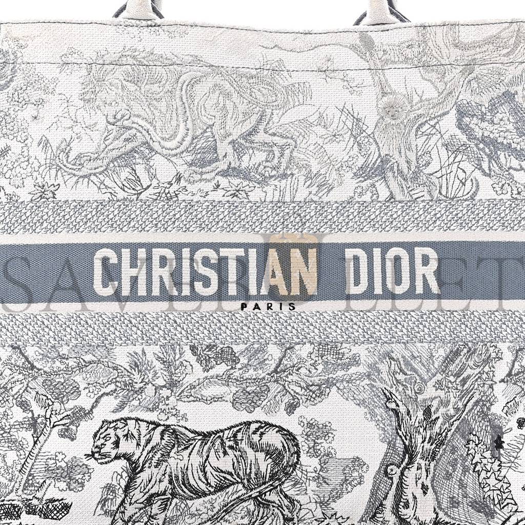 DIOR GRADIENT CANVAS EMBROIDERED LARGE DIORIVIERA TOILE DE JOUY BOOK TOTE BLUE (41*34*17.1cm)