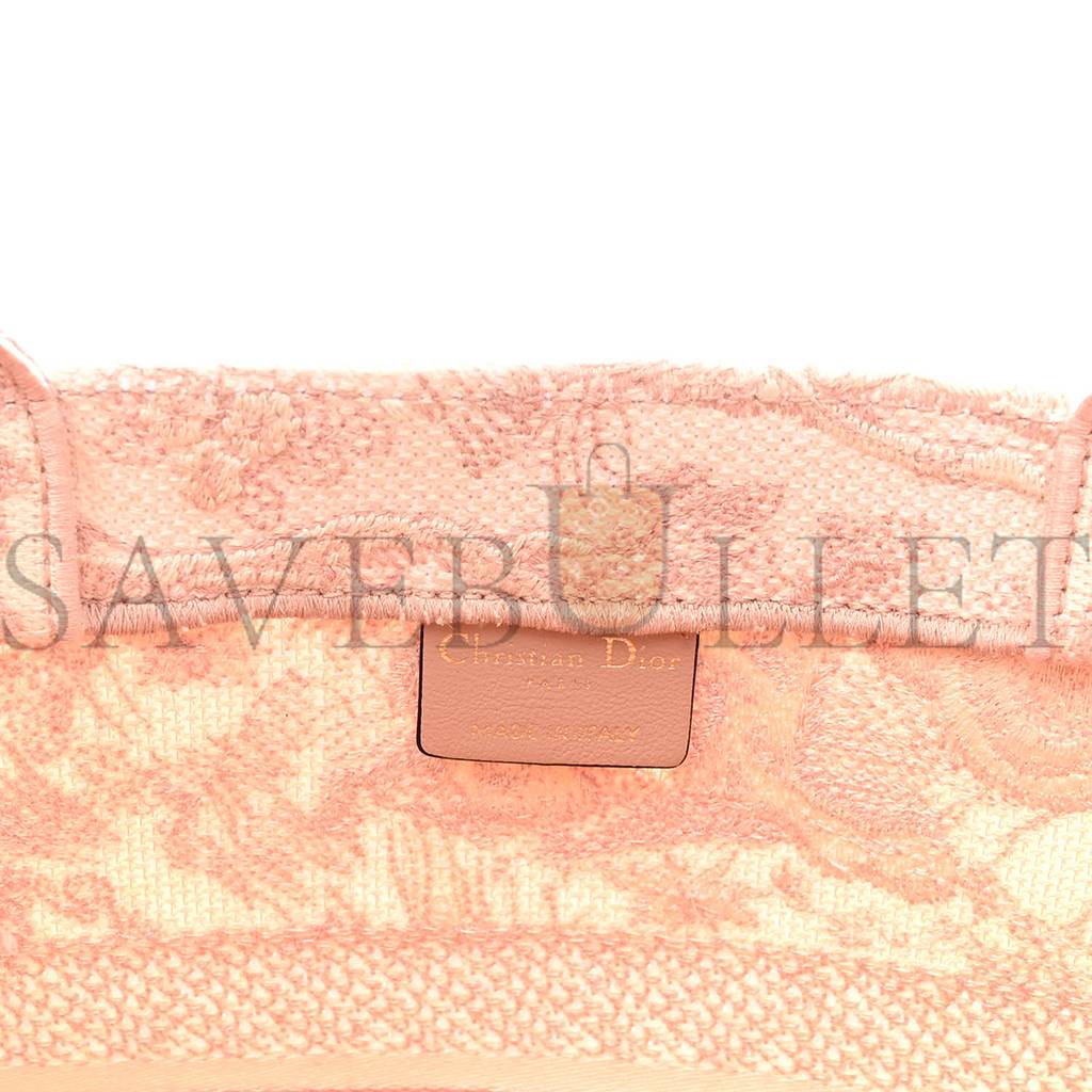 DIOR CANVAS TOILE DE JOUY EMBROIDERED MEDIUM BOOK TOTE PINK (36*27*16.5cm)