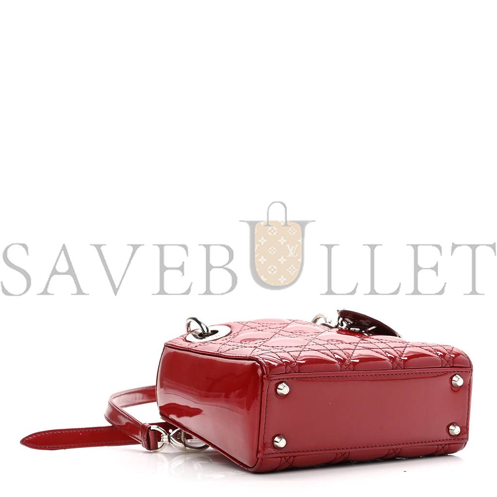 DIOR PATENT CANNAGE MINI LADY DIOR RED (17*15*7cm)