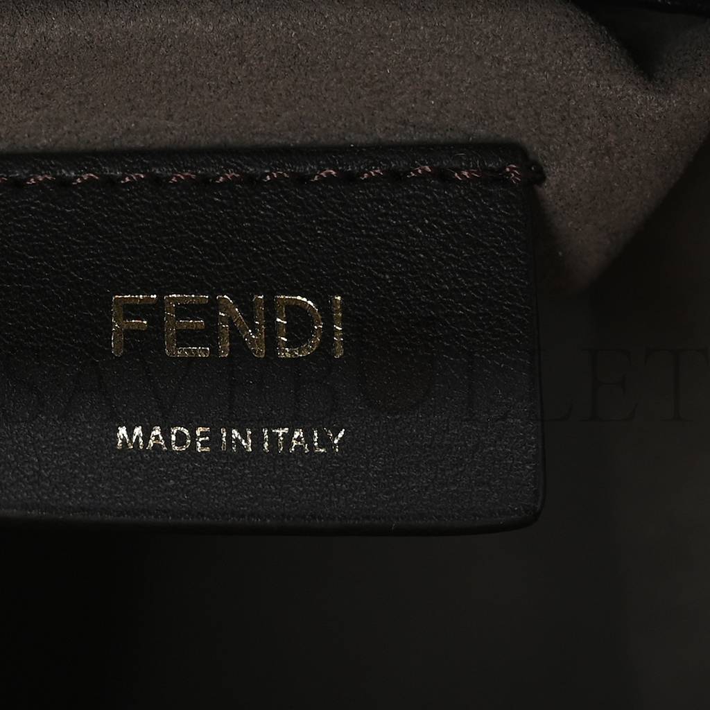 FENDI VITELLO LIBERTY F IS FENDI BI-COLOR FF 1974 EMBOSSED MINI MON TRESOR BUCKET BAG MAYA BLACK (18*11*10cm)